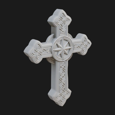 Carved Relief Wall Cross Design 498 3D Print Model