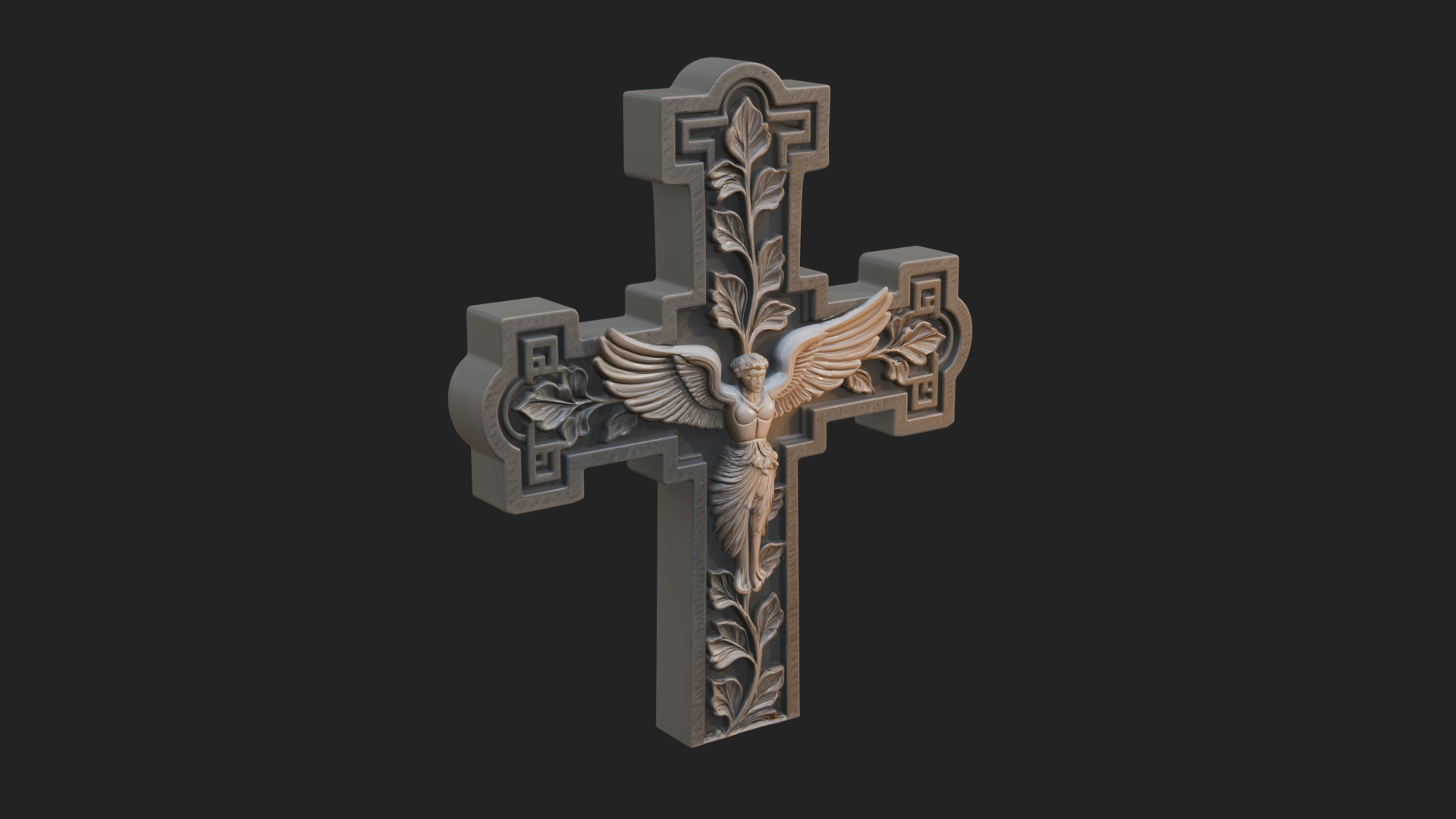 Carved Relief Wall Cross Design 5 3D Print Model 3D Model