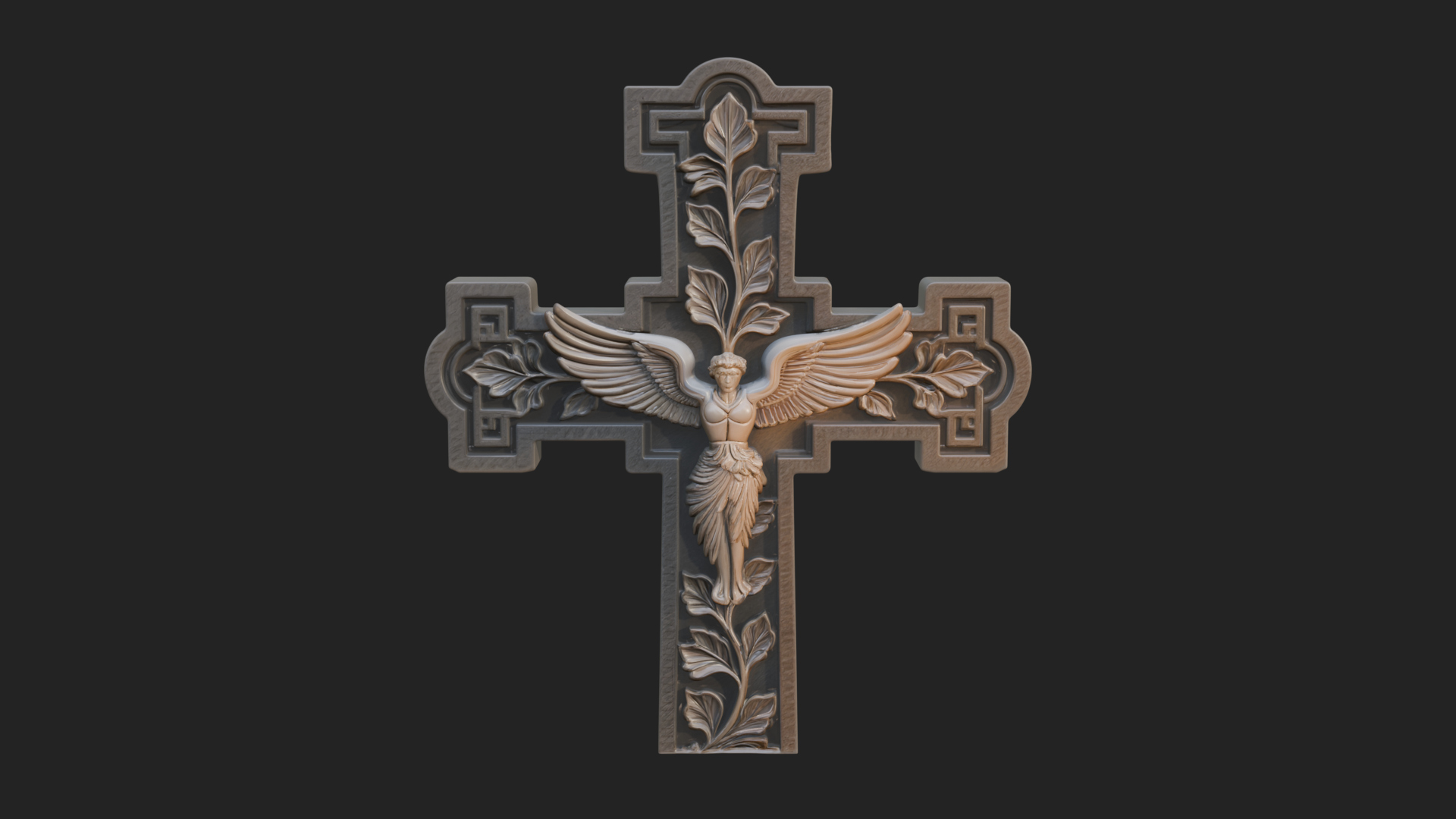 Carved Relief Wall Cross Design 5 3D Print Model 3D Model