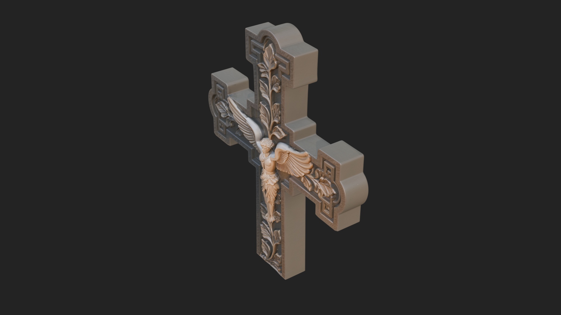Carved Relief Wall Cross Design 5 3D Print Model 3D Model