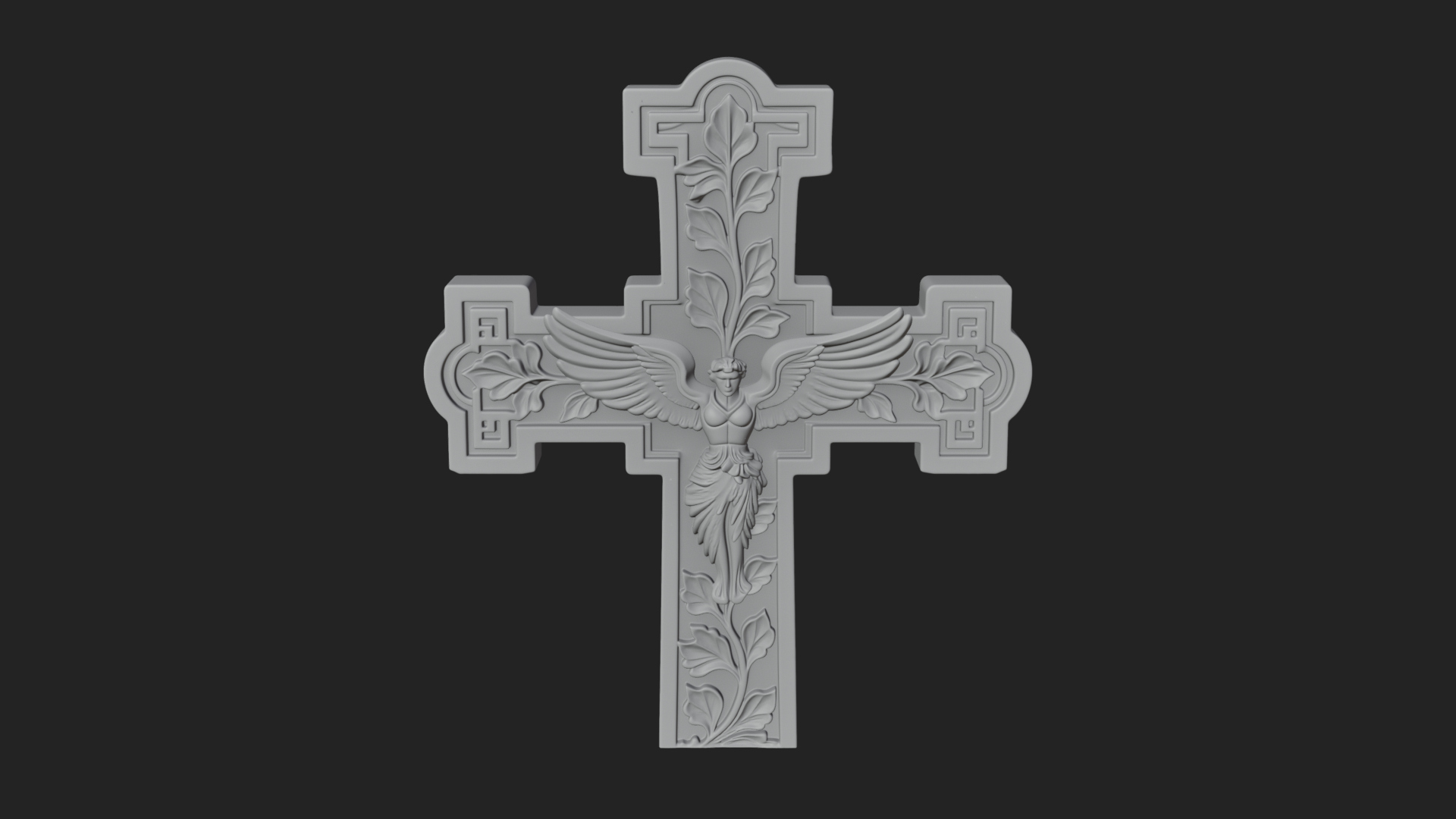 Carved Relief Wall Cross Design 5 3D Print Model 3D Model
