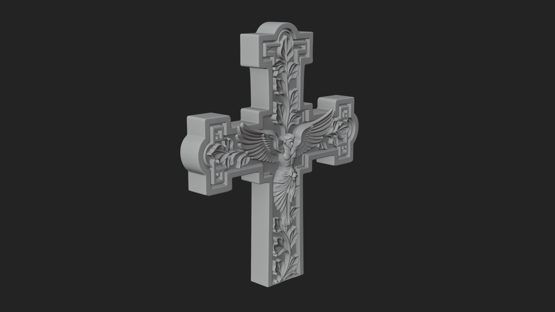 Carved Relief Wall Cross Design 5 3D Print Model 3D Model