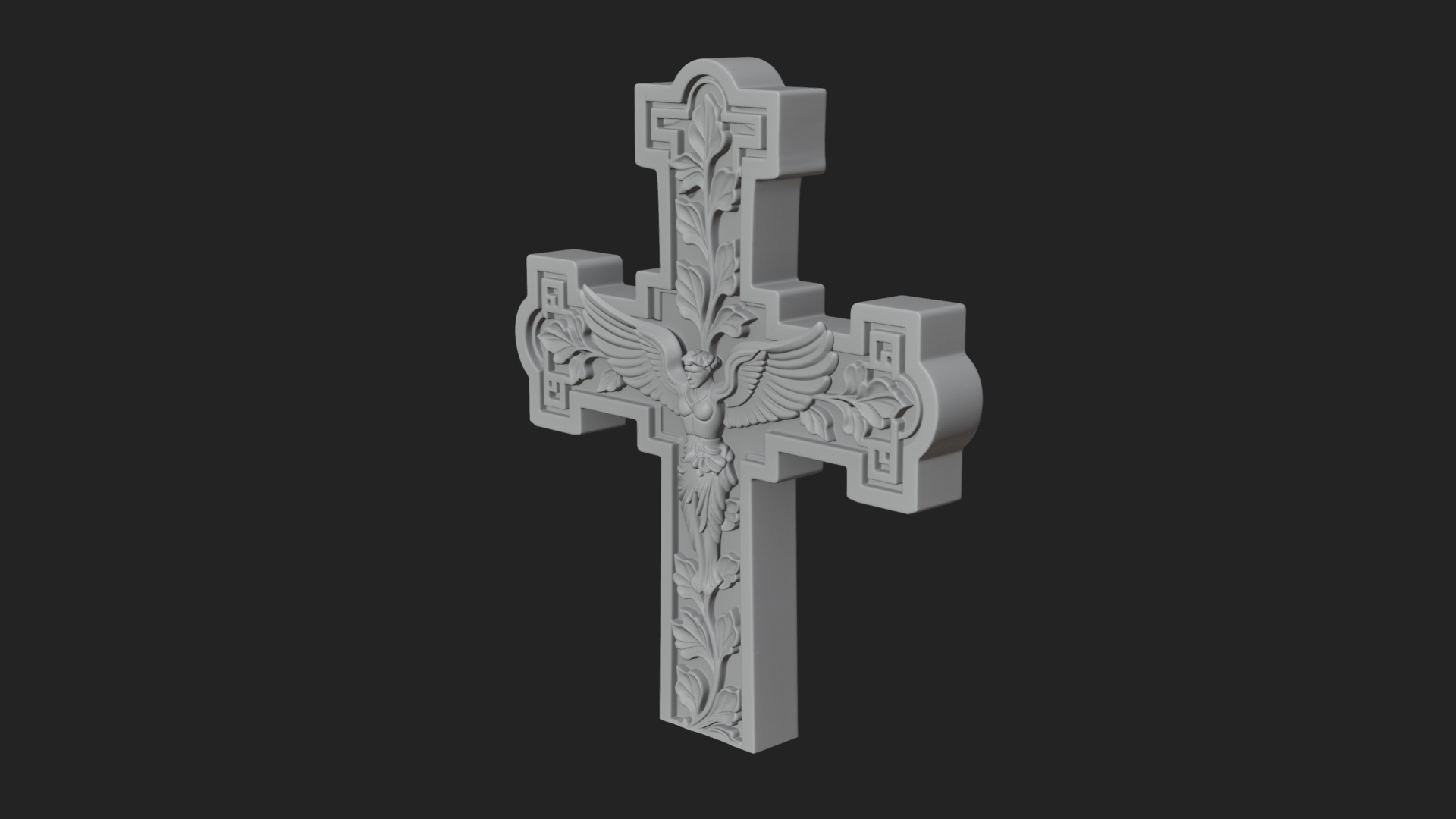 Carved Relief Wall Cross Design 5 3D Print Model 3D Model