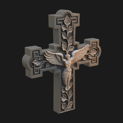 Carved Relief Wall Cross Design 5 3D Print Model