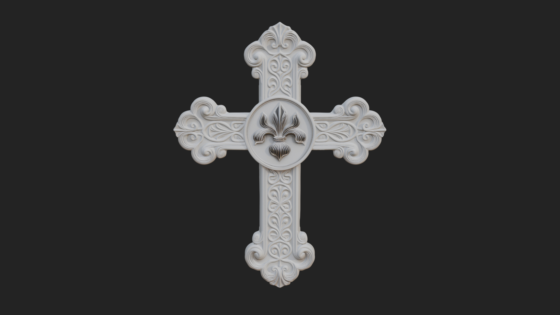 Carved Relief Wall Cross Design 50 3D Print Model 3D Model
