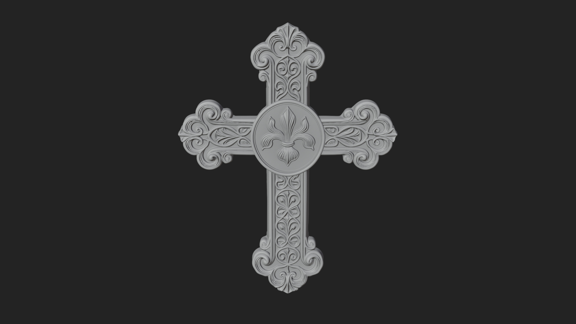Carved Relief Wall Cross Design 50 3D Print Model 3D Model