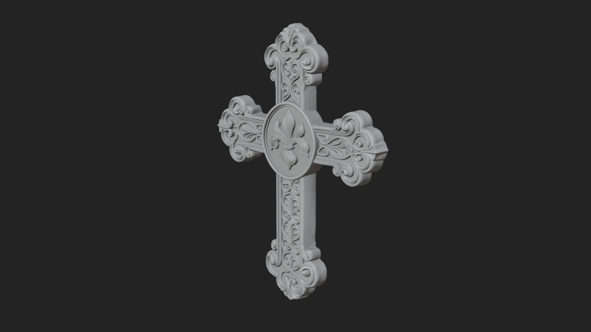 Carved Relief Wall Cross Design 50 3D Print Model 3D Model