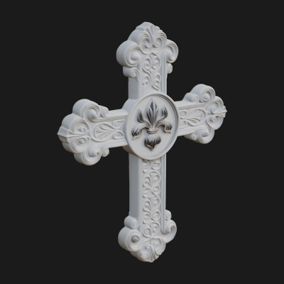 Carved Relief Wall Cross Design 50 3D Print Model