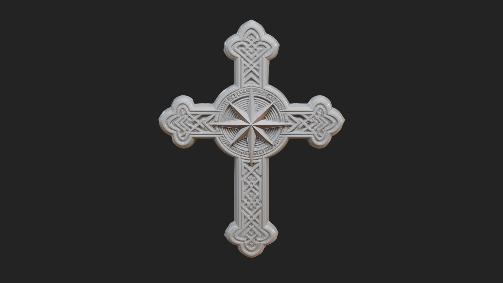 Carved Relief Wall Cross Design 500 3D Print Model 3D Model
