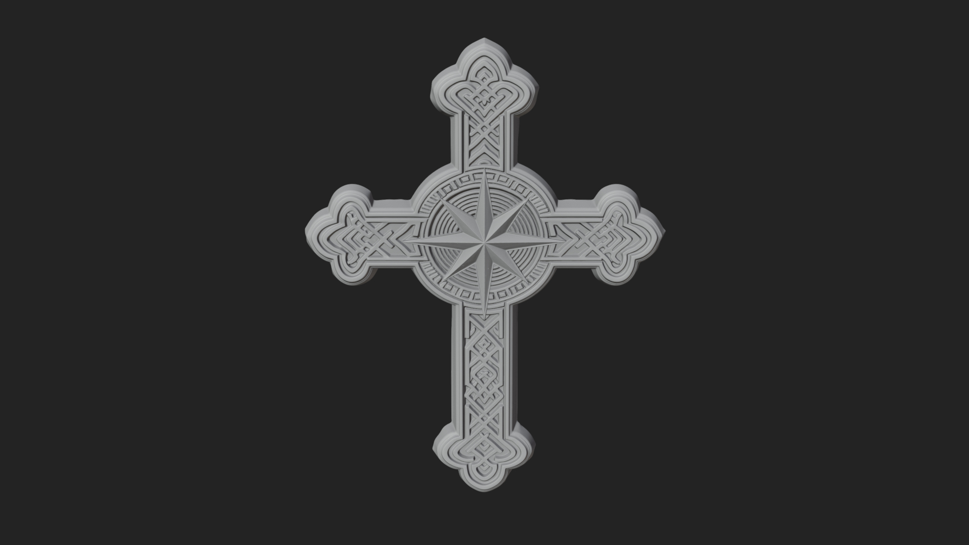Carved Relief Wall Cross Design 500 3D Print Model 3D Model
