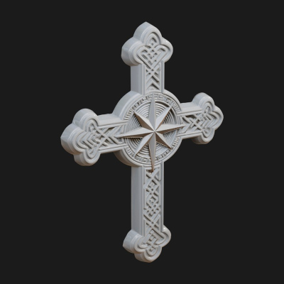 Carved Relief Wall Cross Design 500 3D Print Model