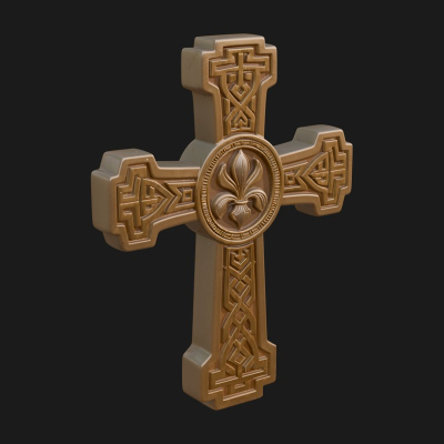 Carved Relief Wall Cross Design 502 3D Print Model