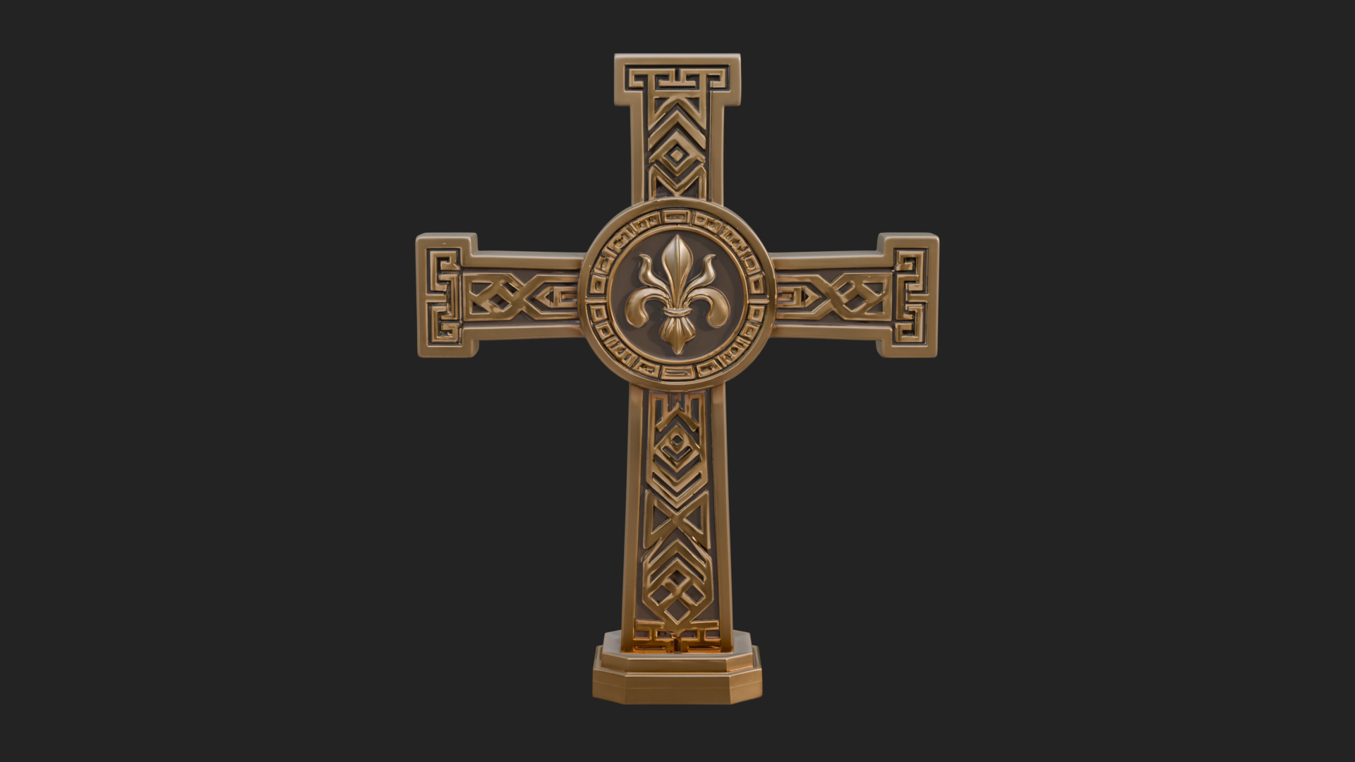 Carved Relief Wall Cross Design 503 3D Print Model 3D Model