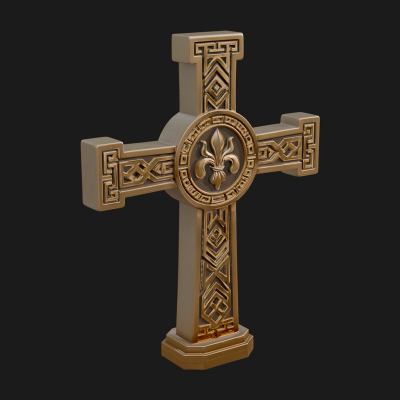 Carved Relief Wall Cross Design 503 3D Print Model
