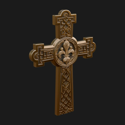 Carved Relief Wall Cross Design 504 3D Print Model