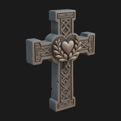 Carved Relief Wall Cross Design 509 3D Print Model