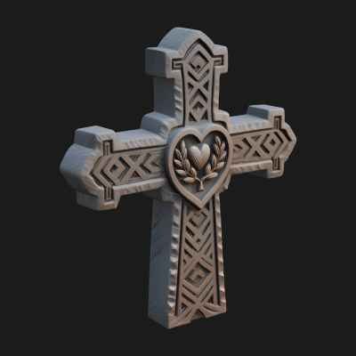 Carved Relief Wall Cross Design 510 3D Print Model