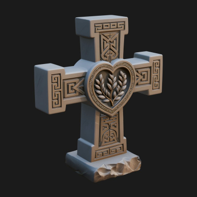 Carved Relief Wall Cross Design 512 3D Print Model