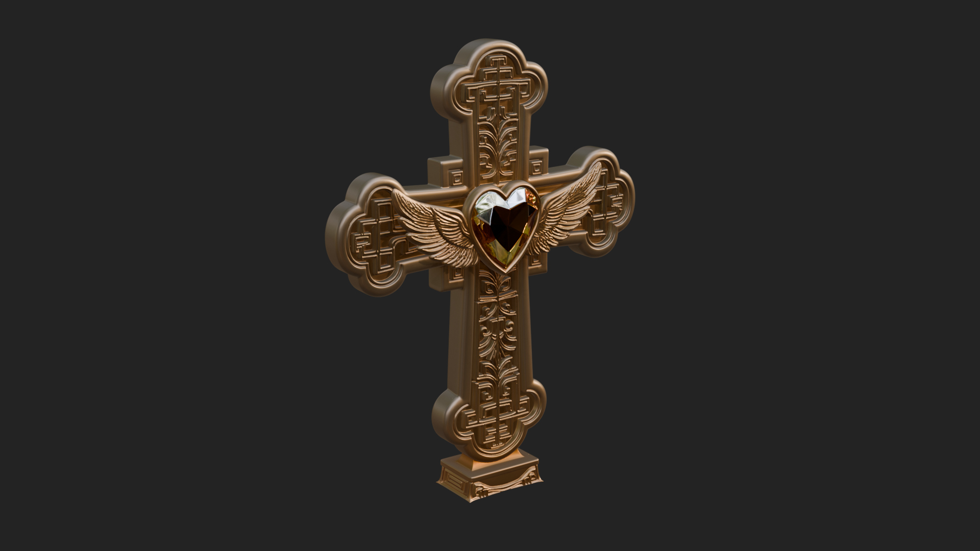 Carved Relief Wall Cross Design 517 3D Print Model 3D Model