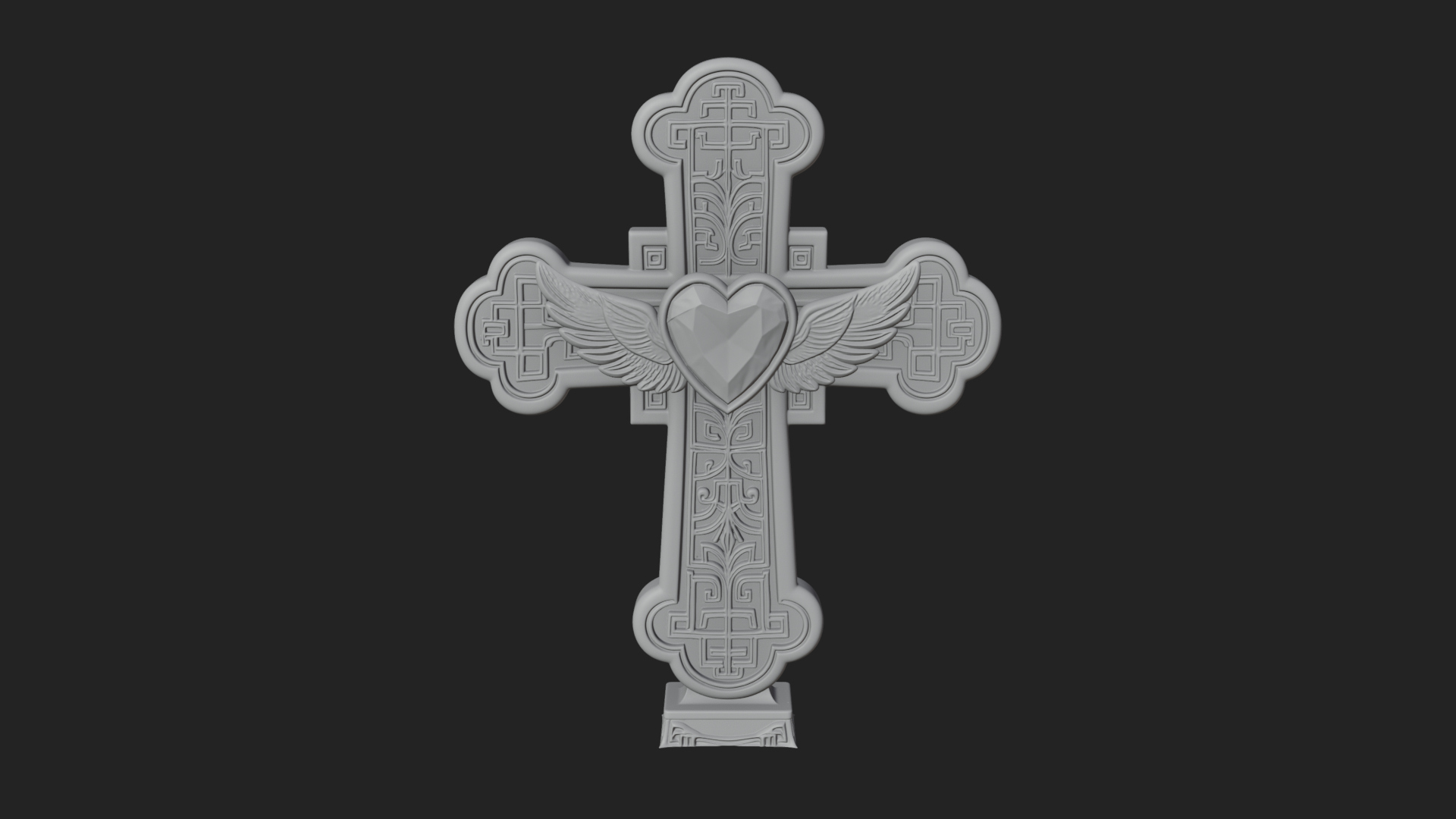 Carved Relief Wall Cross Design 517 3D Print Model 3D Model