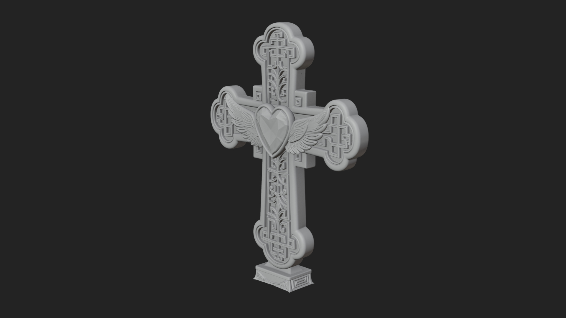 Carved Relief Wall Cross Design 517 3D Print Model 3D Model