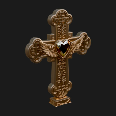 Carved Relief Wall Cross Design 517 3D Print Model