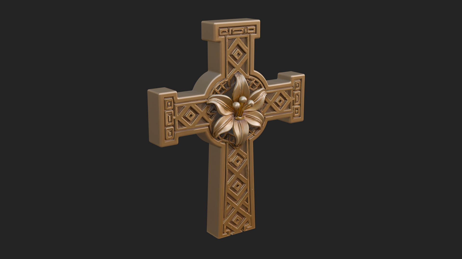 Carved Relief Wall Cross Design 518 3D Print Model 3D Model
