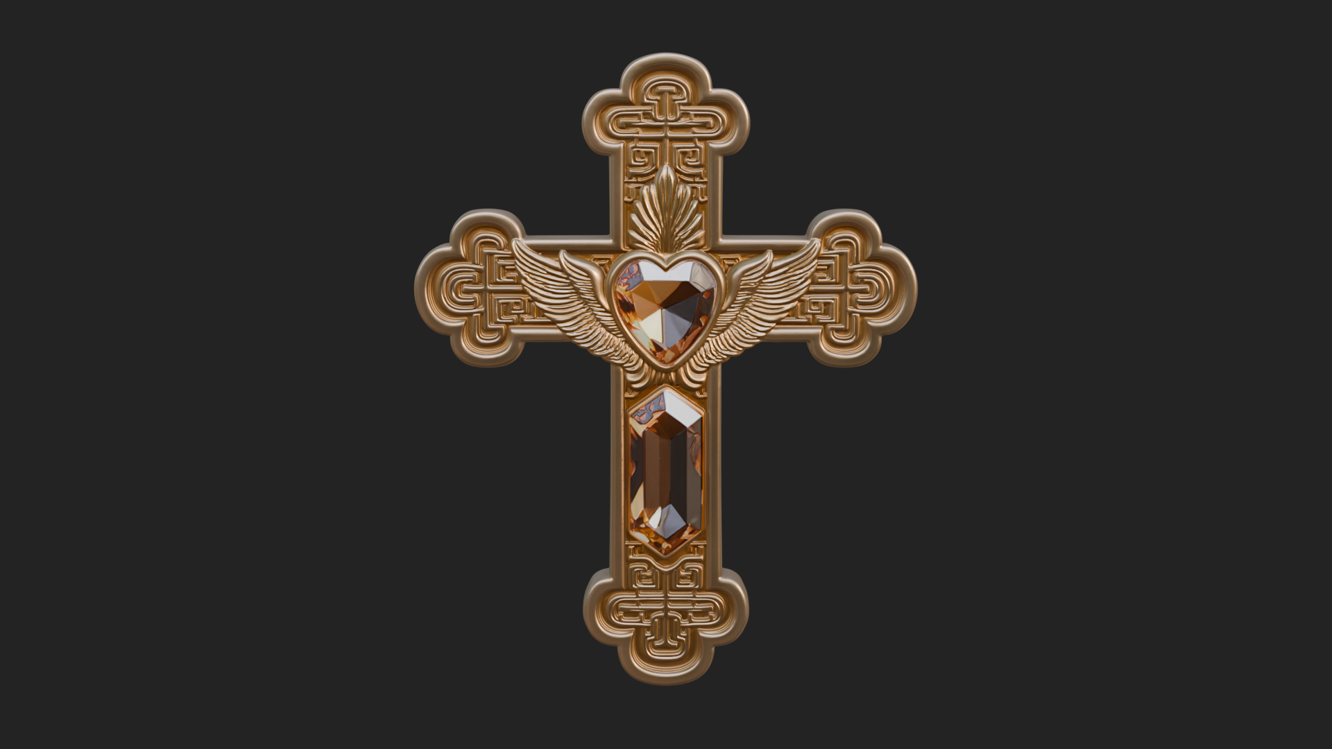 Carved Relief Wall Cross Design 519 3D Print Model 3D Model