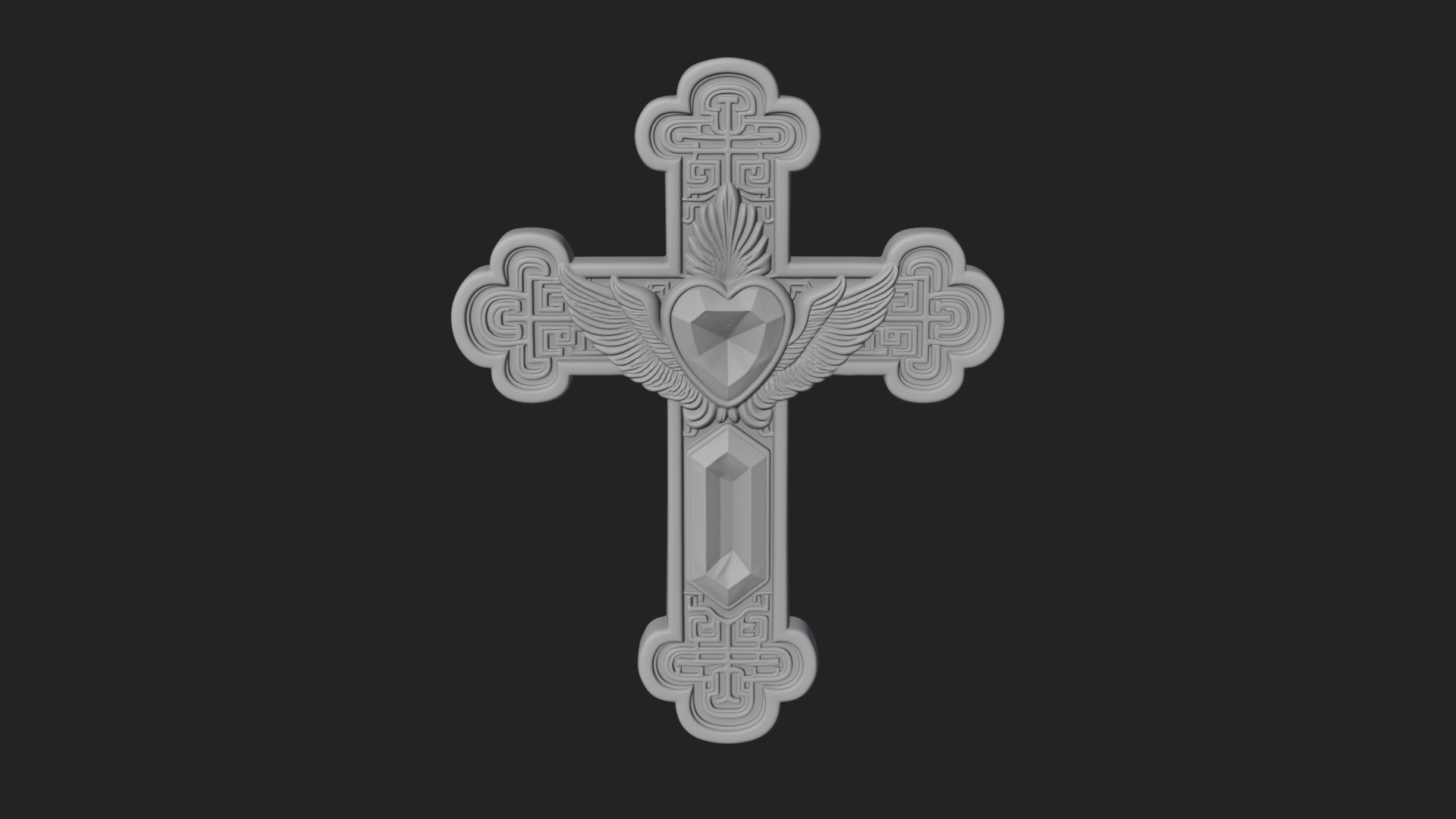 Carved Relief Wall Cross Design 519 3D Print Model 3D Model