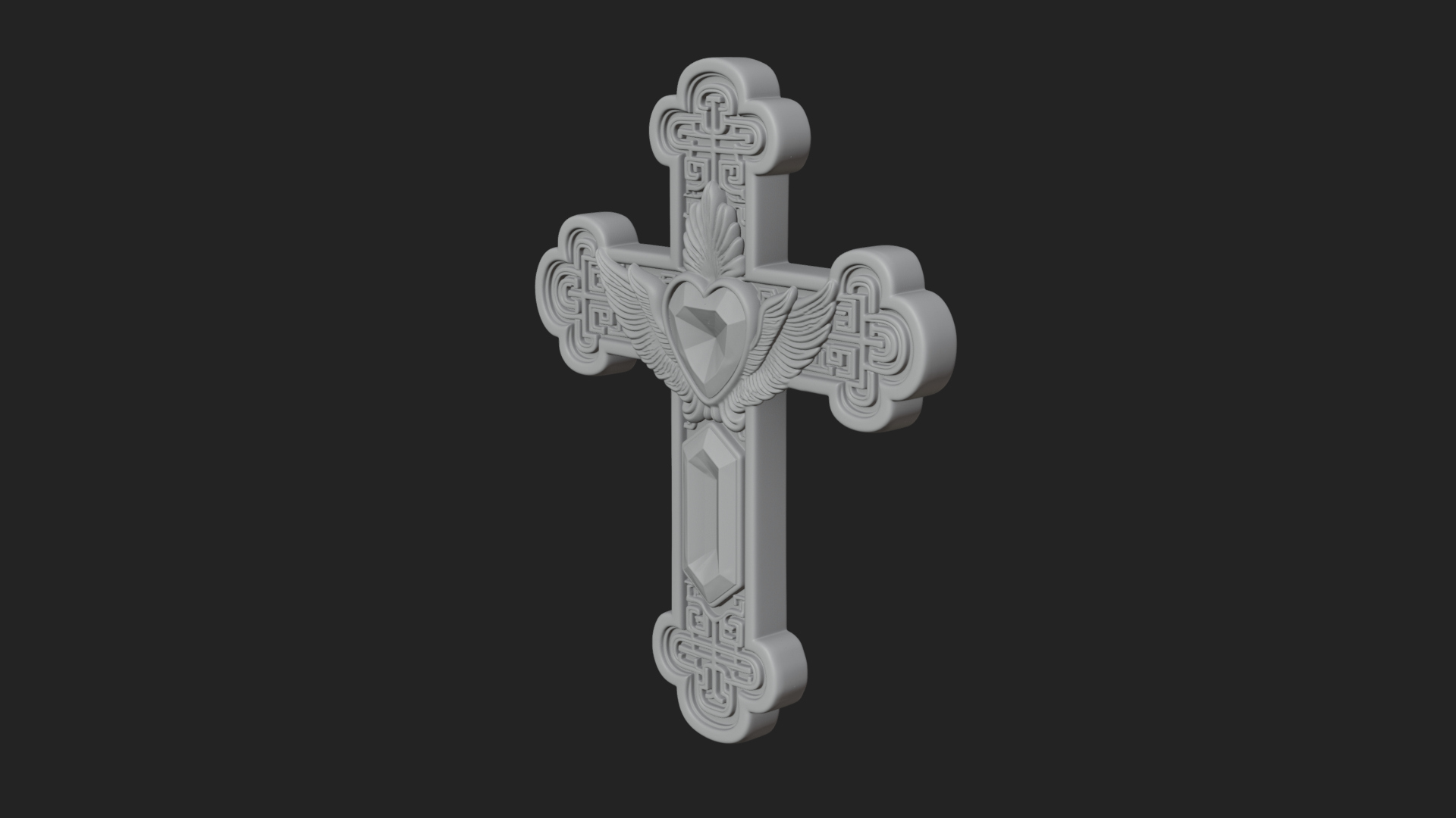Carved Relief Wall Cross Design 519 3D Print Model 3D Model