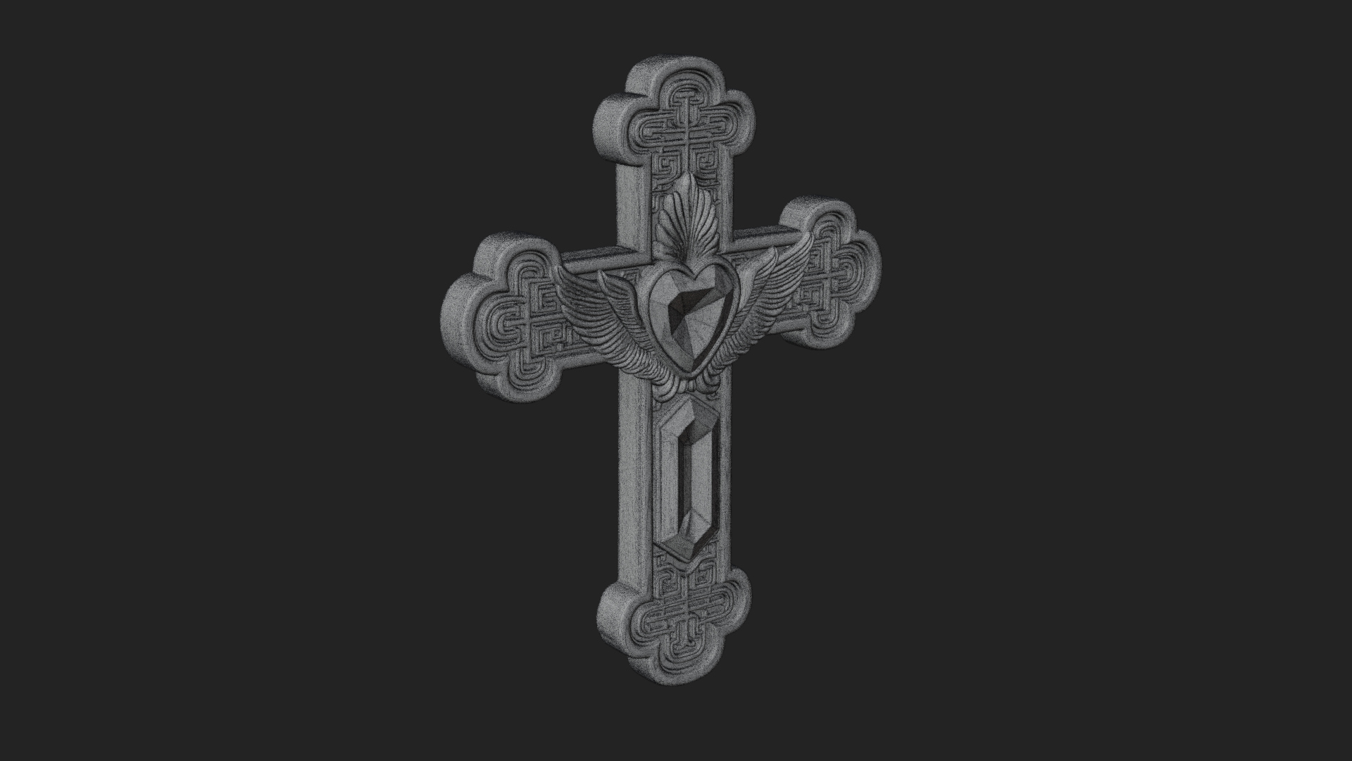 Carved Relief Wall Cross Design 519 3D Print Model 3D Model
