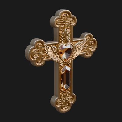 Carved Relief Wall Cross Design 519 3D Print Model
