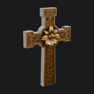 Carved Relief Wall Cross Design 520 3D Print Model