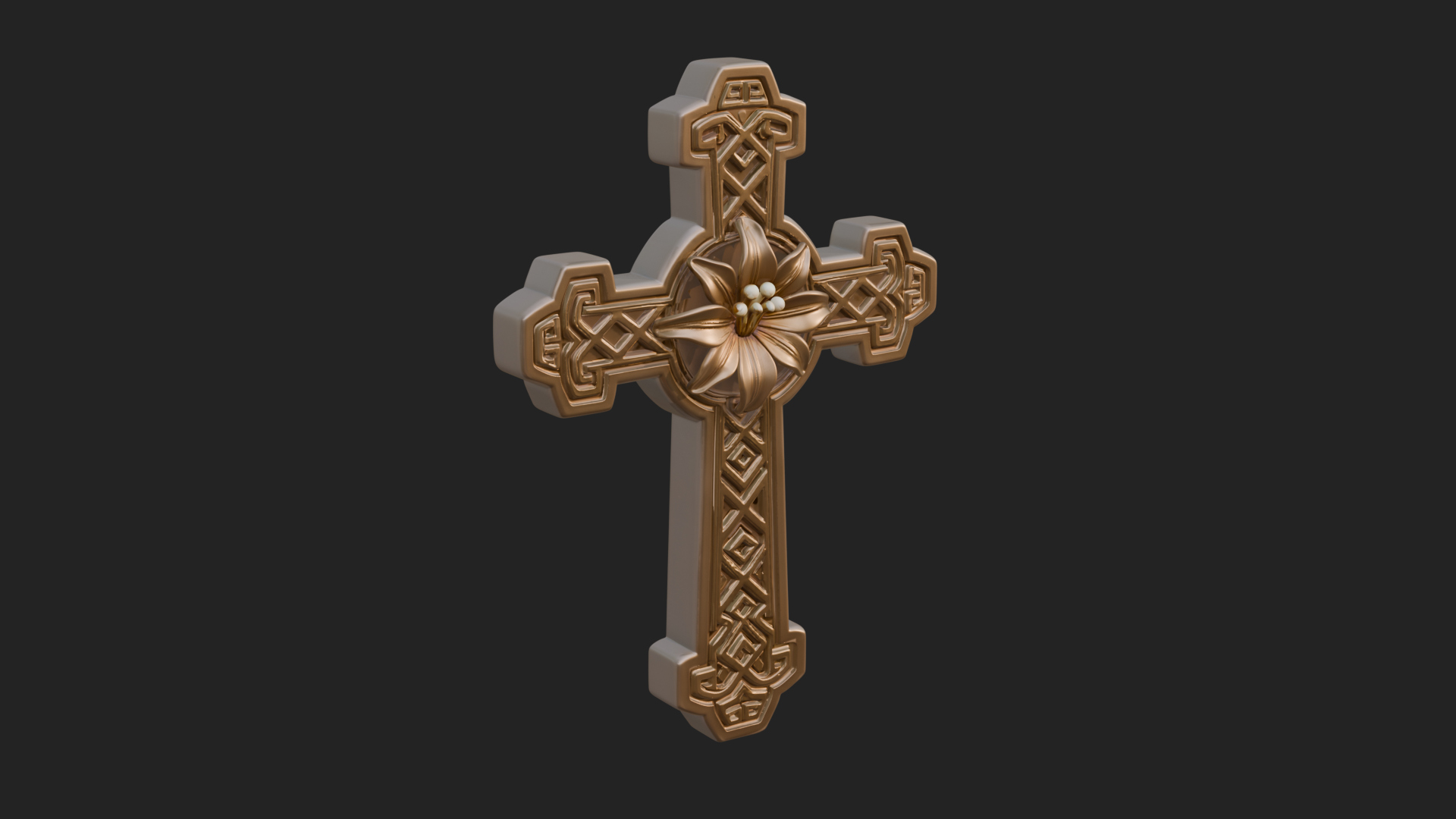 Carved Relief Wall Cross Design 521 3D Print Model 3D Model