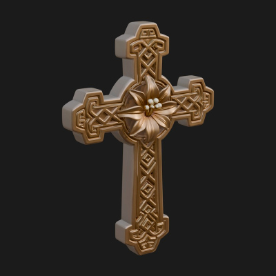 Carved Relief Wall Cross Design 521 3D Print Model