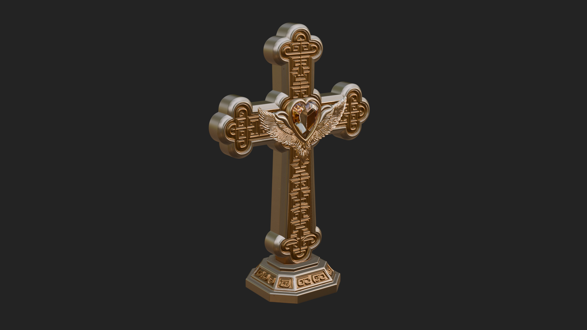 Carved Relief Wall Cross Design 522 3D Print Model 3D Model