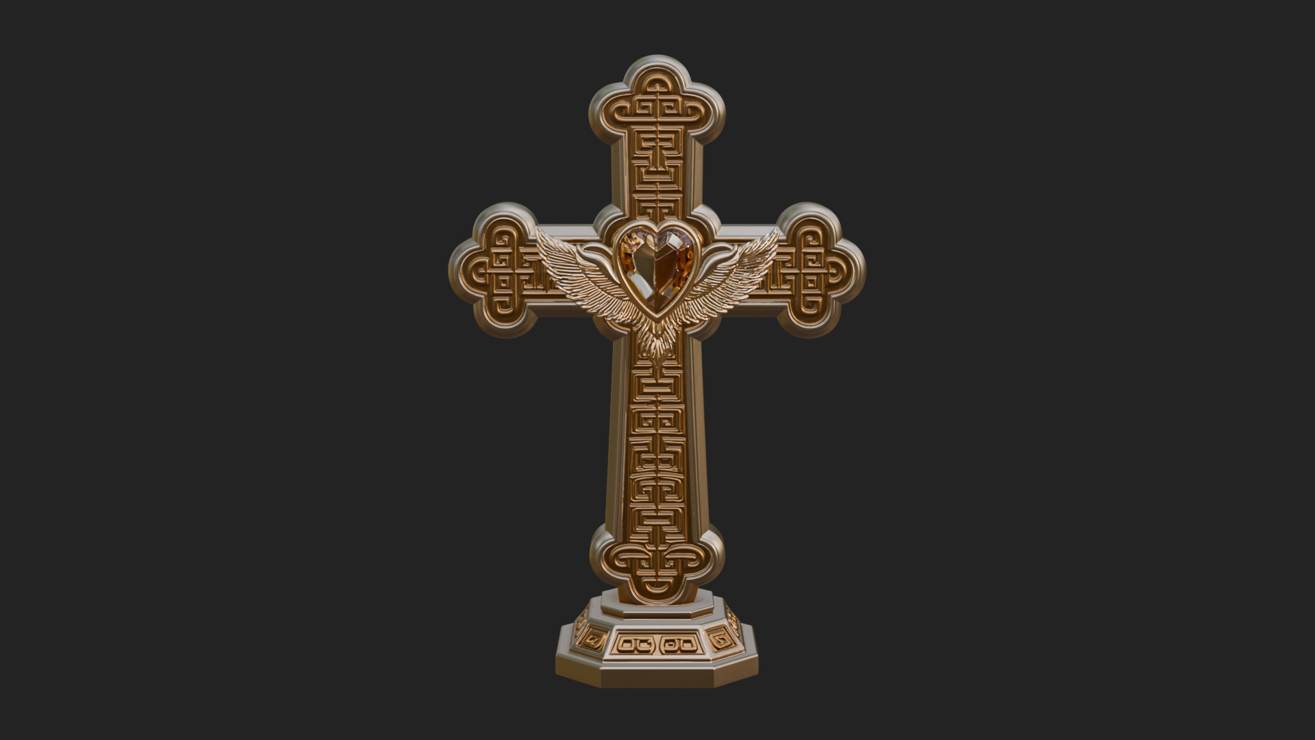 Carved Relief Wall Cross Design 522 3D Print Model 3D Model