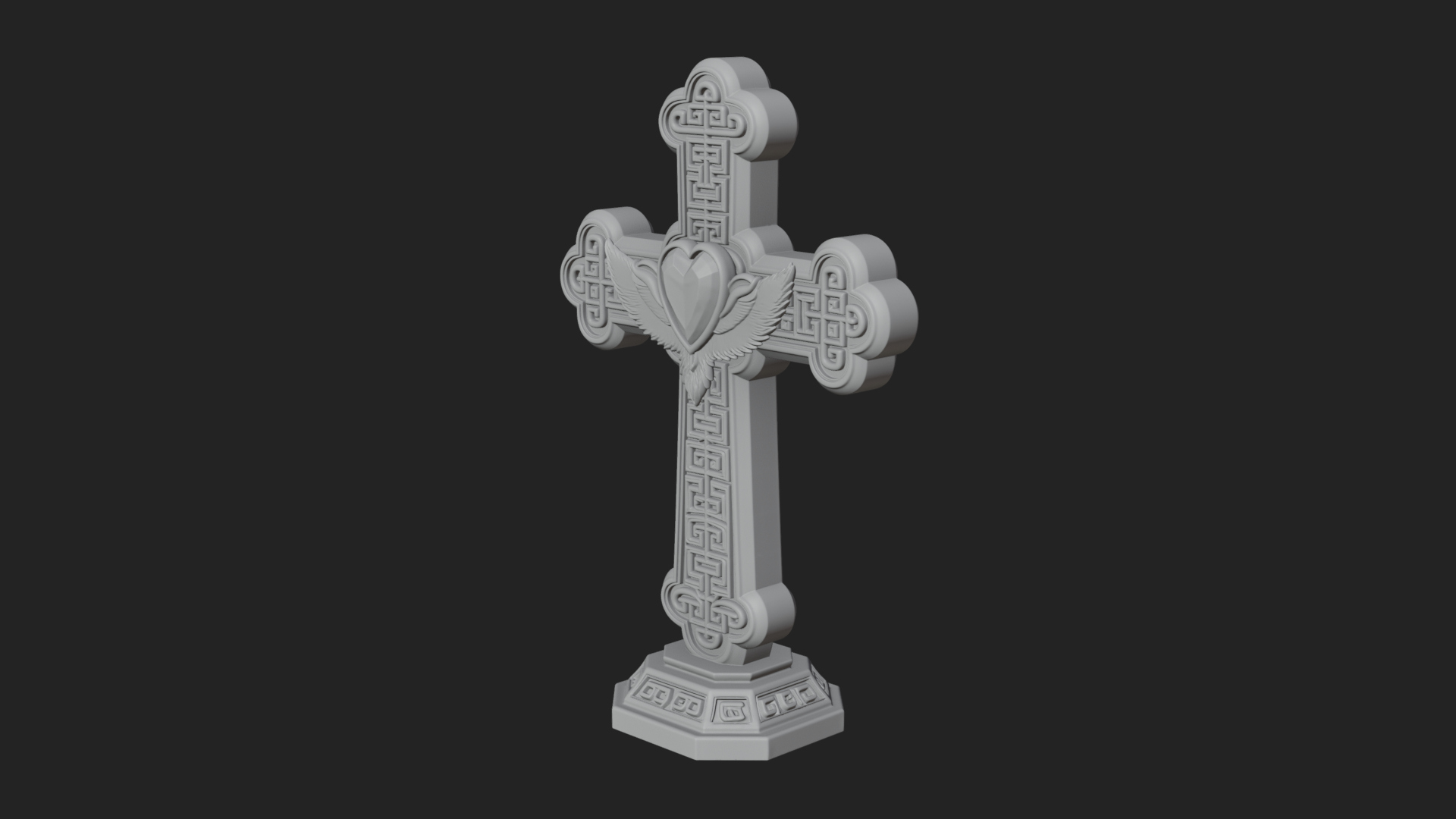 Carved Relief Wall Cross Design 522 3D Print Model 3D Model