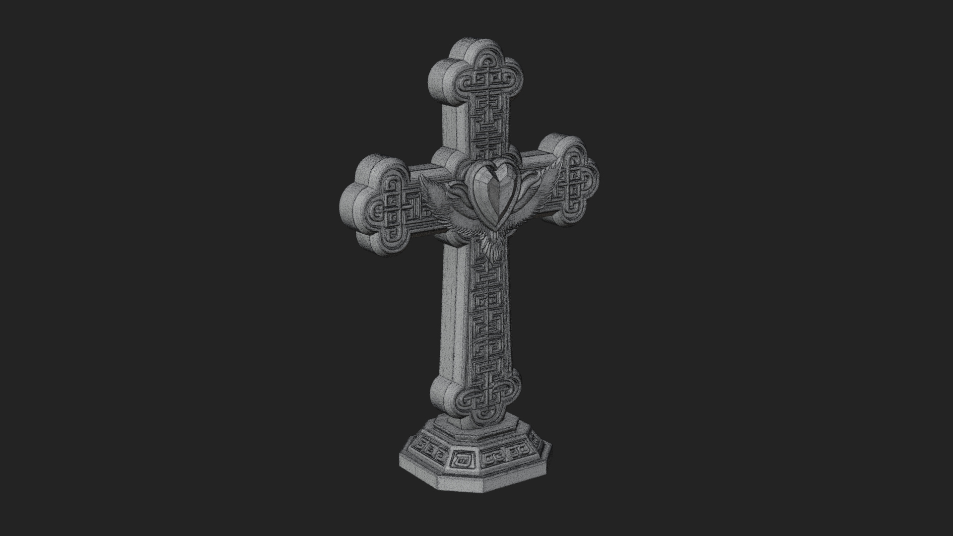 Carved Relief Wall Cross Design 522 3D Print Model 3D Model