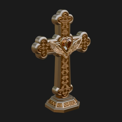 Carved Relief Wall Cross Design 522 3D Print Model