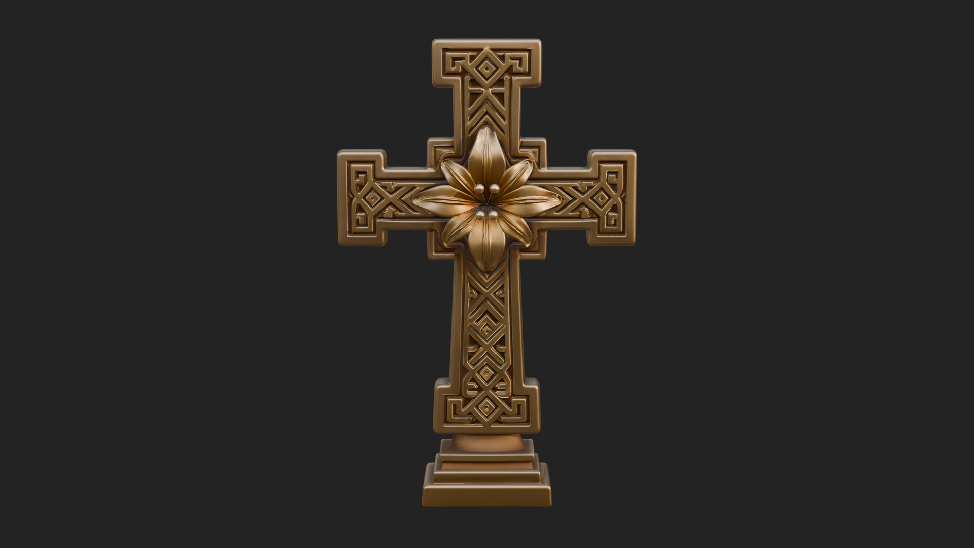 Carved Relief Wall Cross Design 523 3D Print Model 3D Model