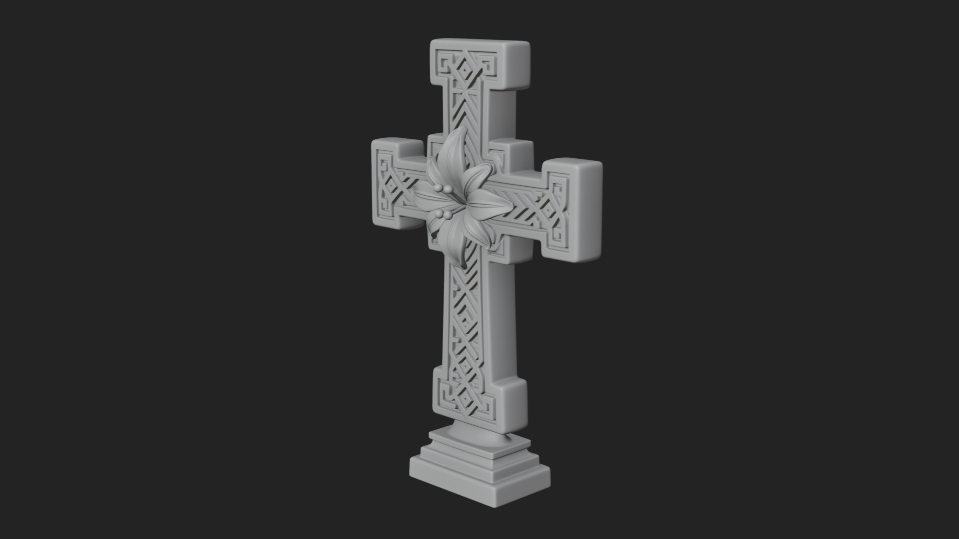 Carved Relief Wall Cross Design 523 3D Print Model 3D Model