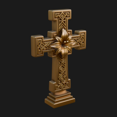 Carved Relief Wall Cross Design 523 3D Print Model