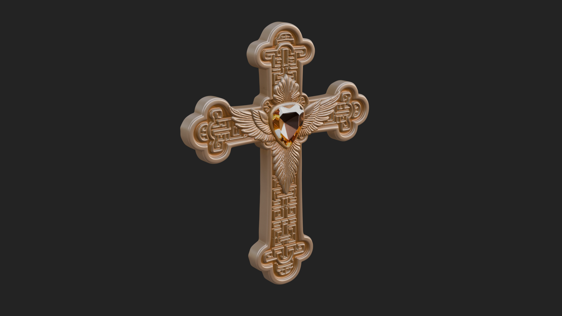 Carved Relief Wall Cross Design 524 3D Print Model 3D Model