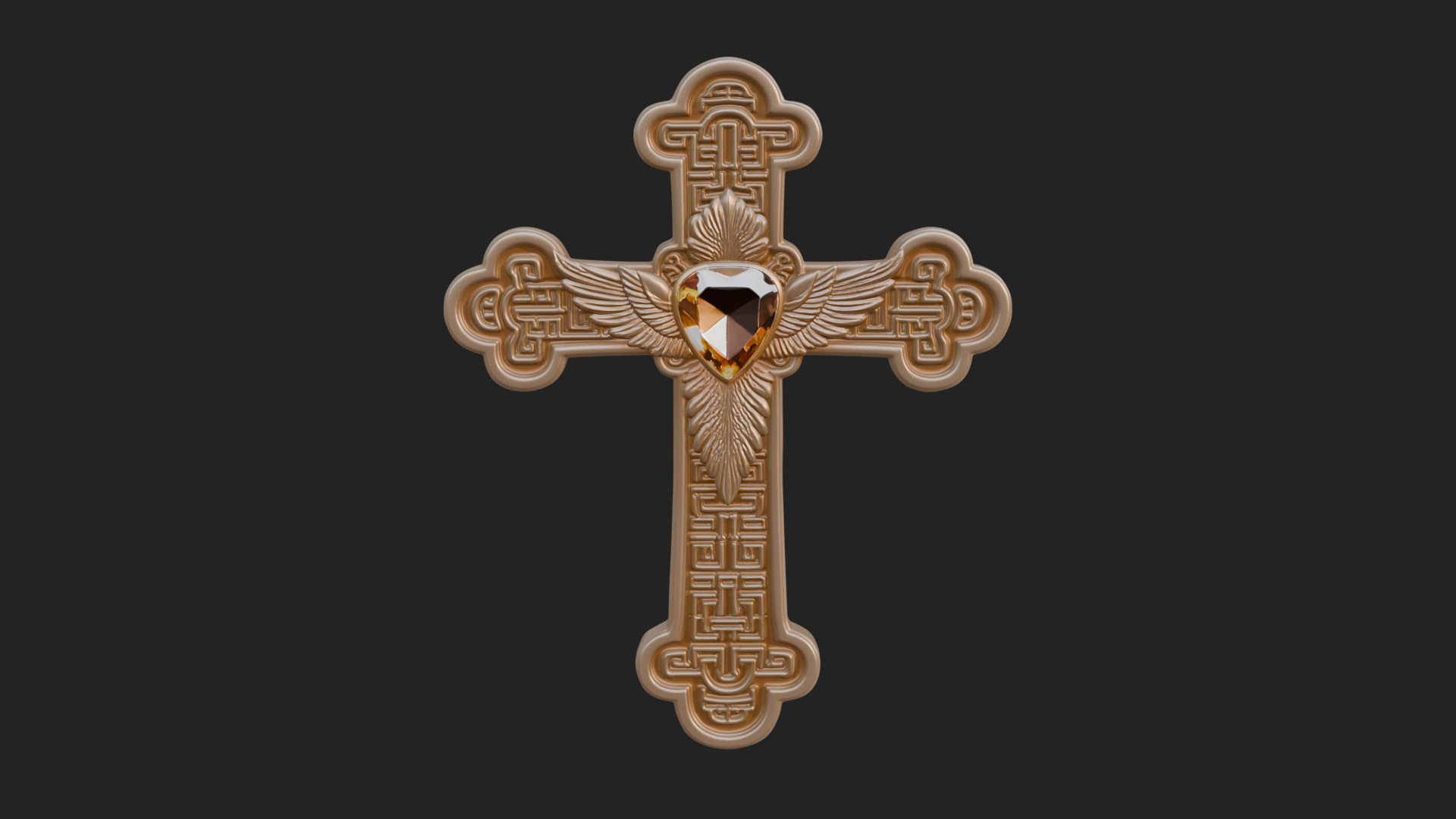 Carved Relief Wall Cross Design 524 3D Print Model 3D Model