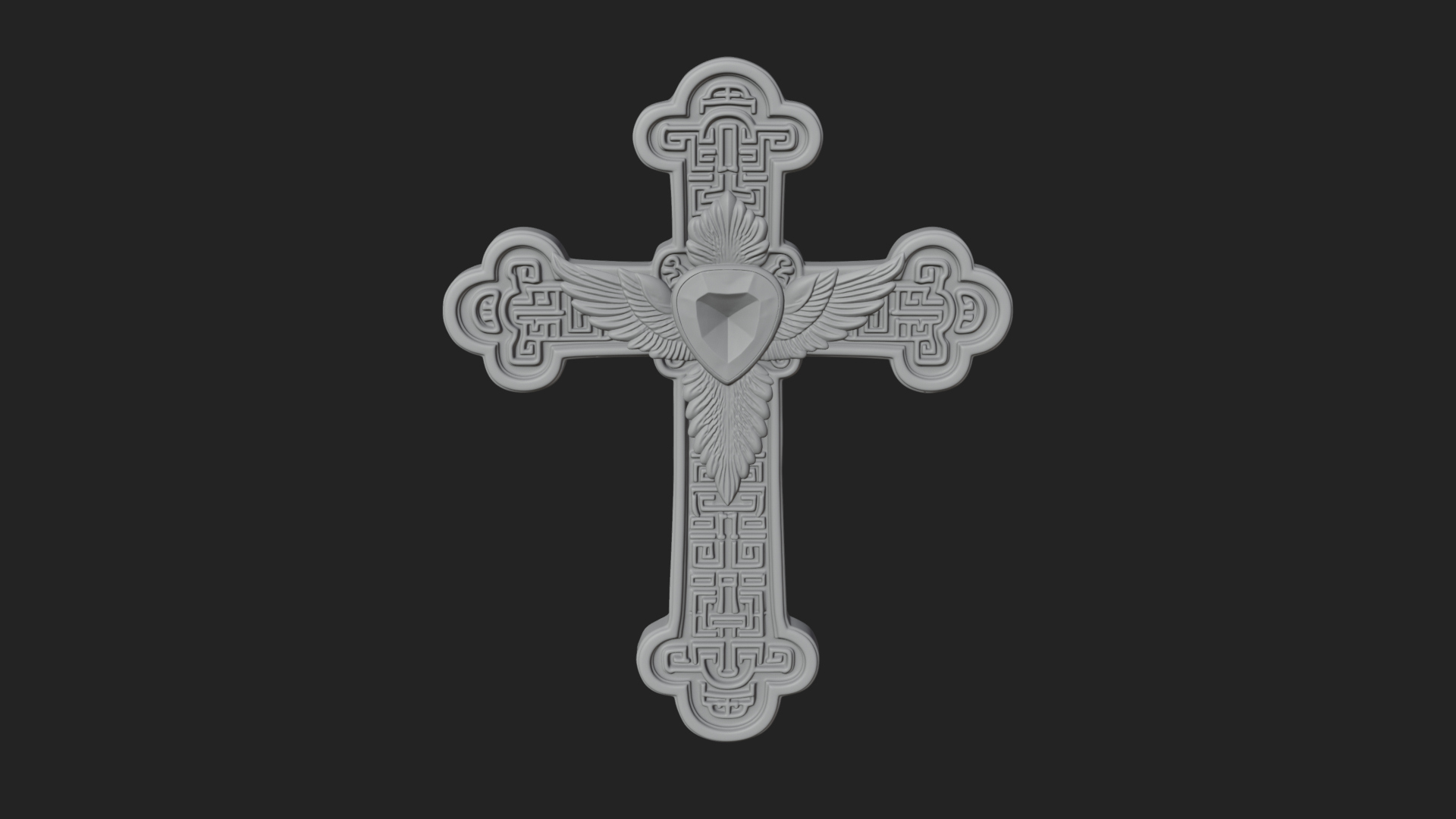 Carved Relief Wall Cross Design 524 3D Print Model 3D Model