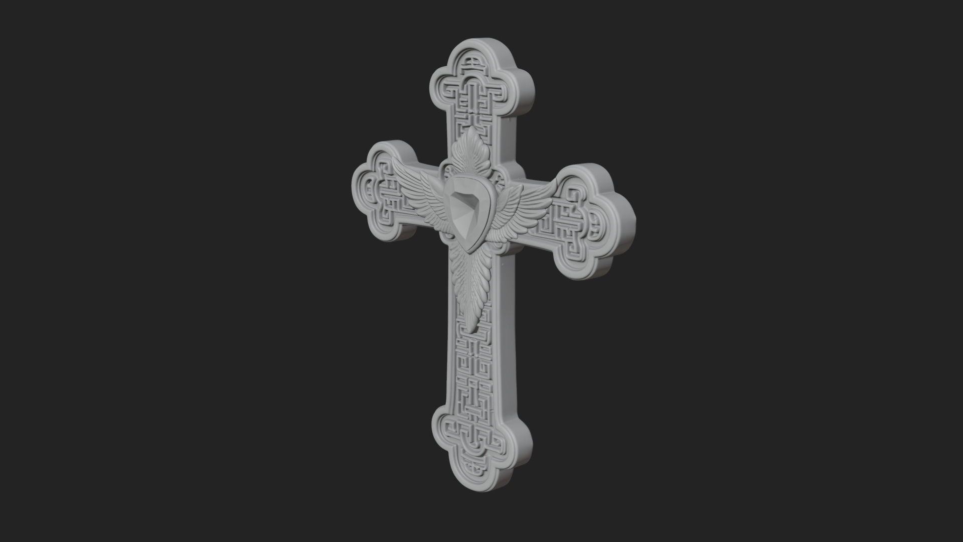Carved Relief Wall Cross Design 524 3D Print Model 3D Model