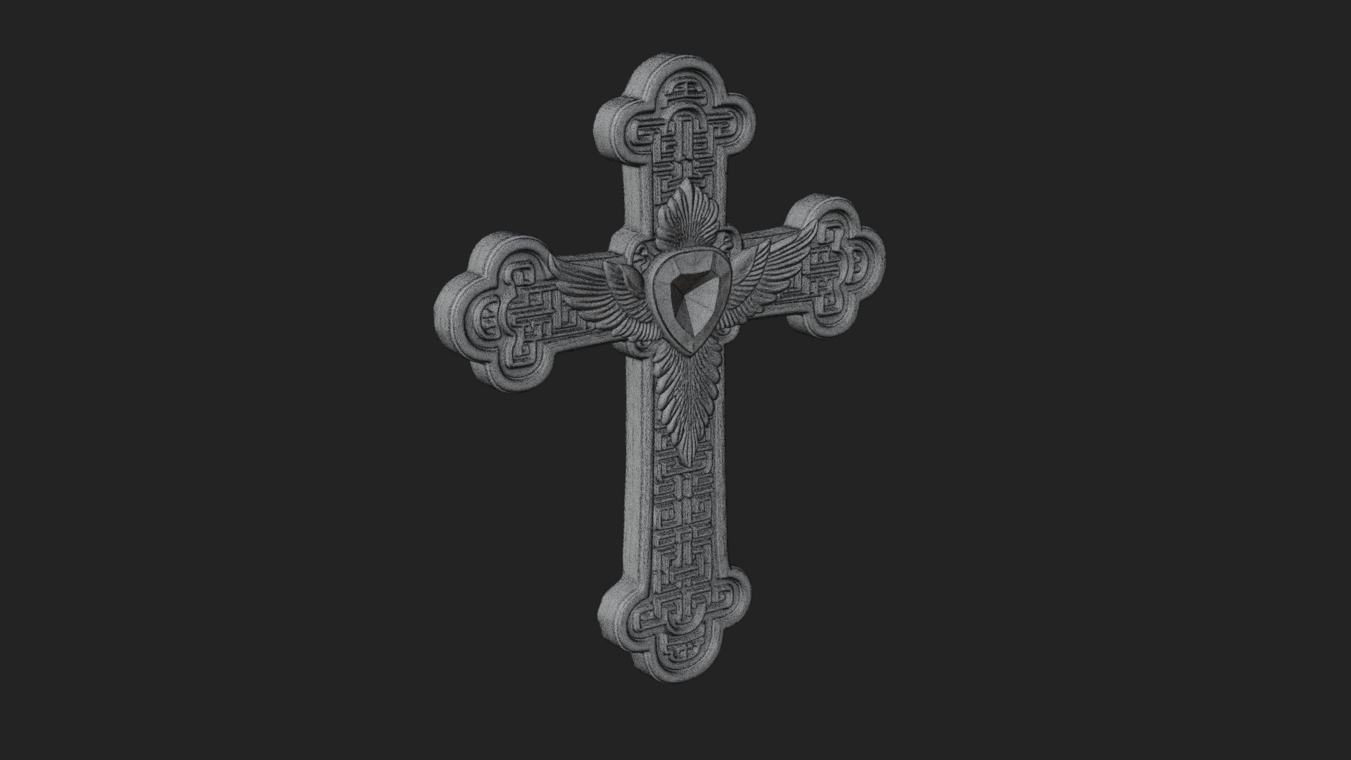 Carved Relief Wall Cross Design 524 3D Print Model 3D Model