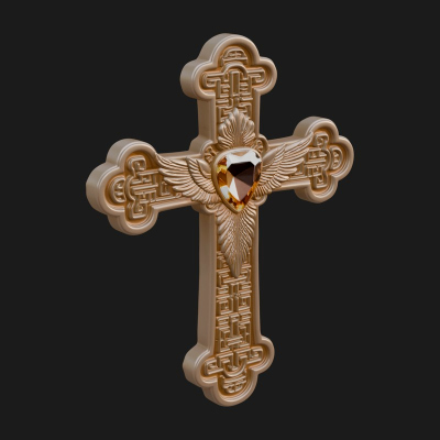 Carved Relief Wall Cross Design 524 3D Print Model