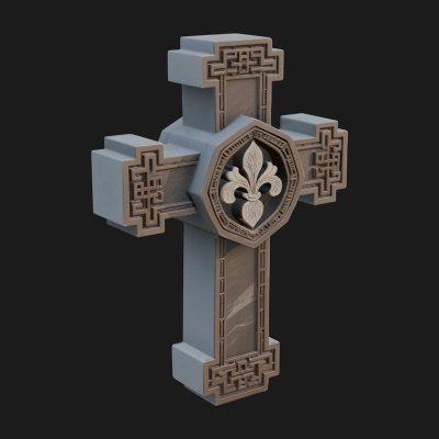 Carved Relief Wall Cross Design 526 3D Print Model